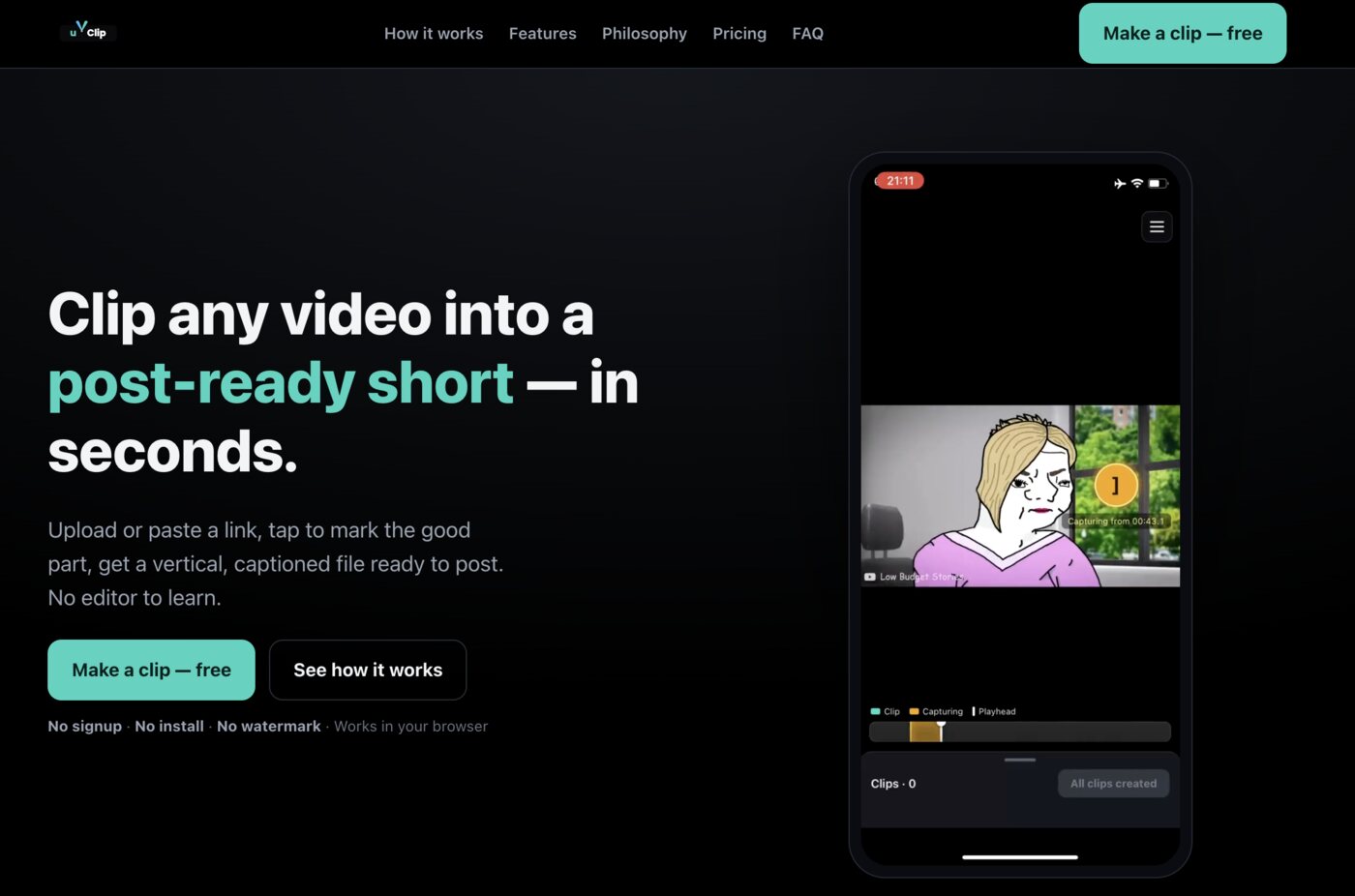 Preview of the uClip website